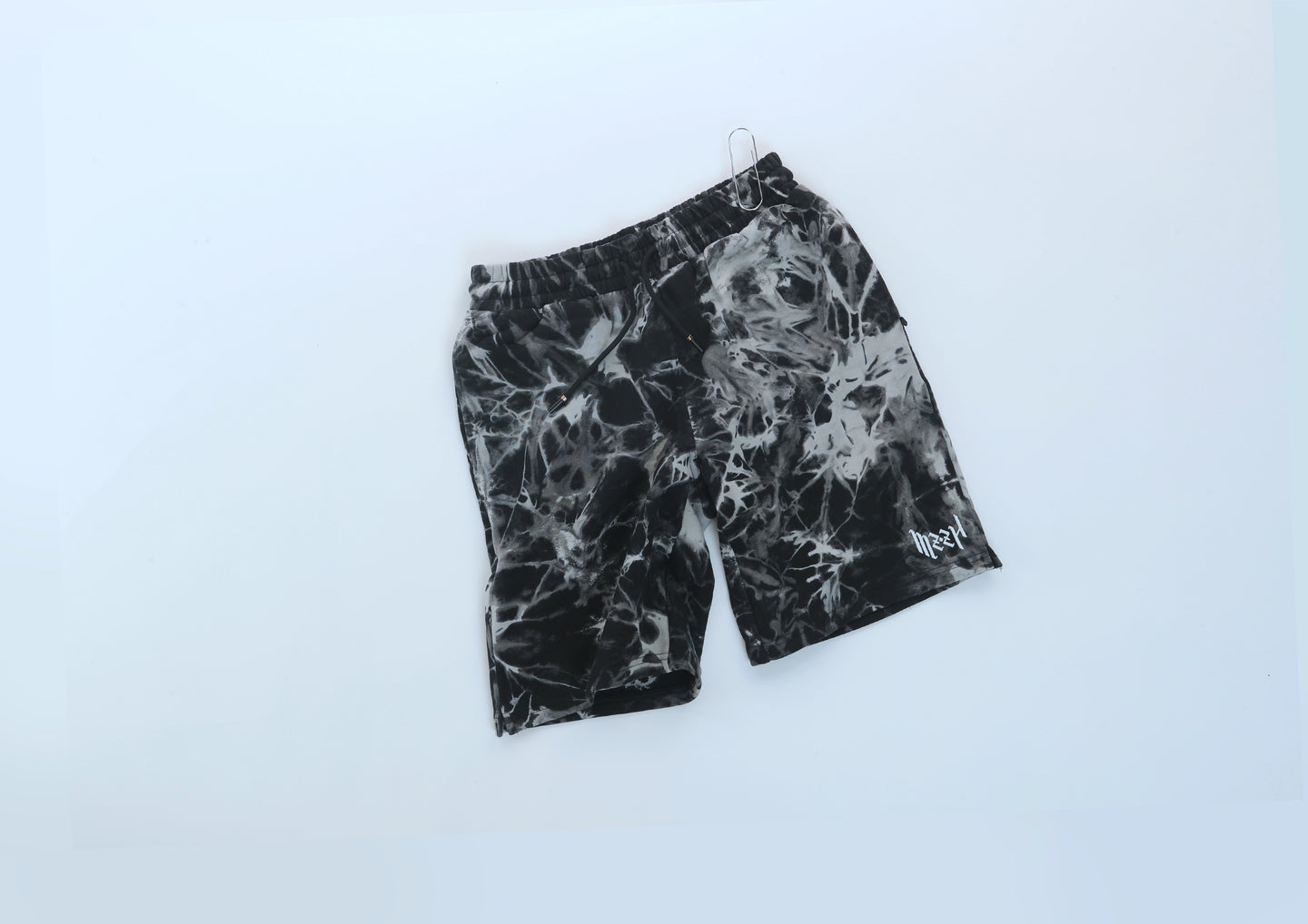 MZZH Black & White Tie-Dye Shorts